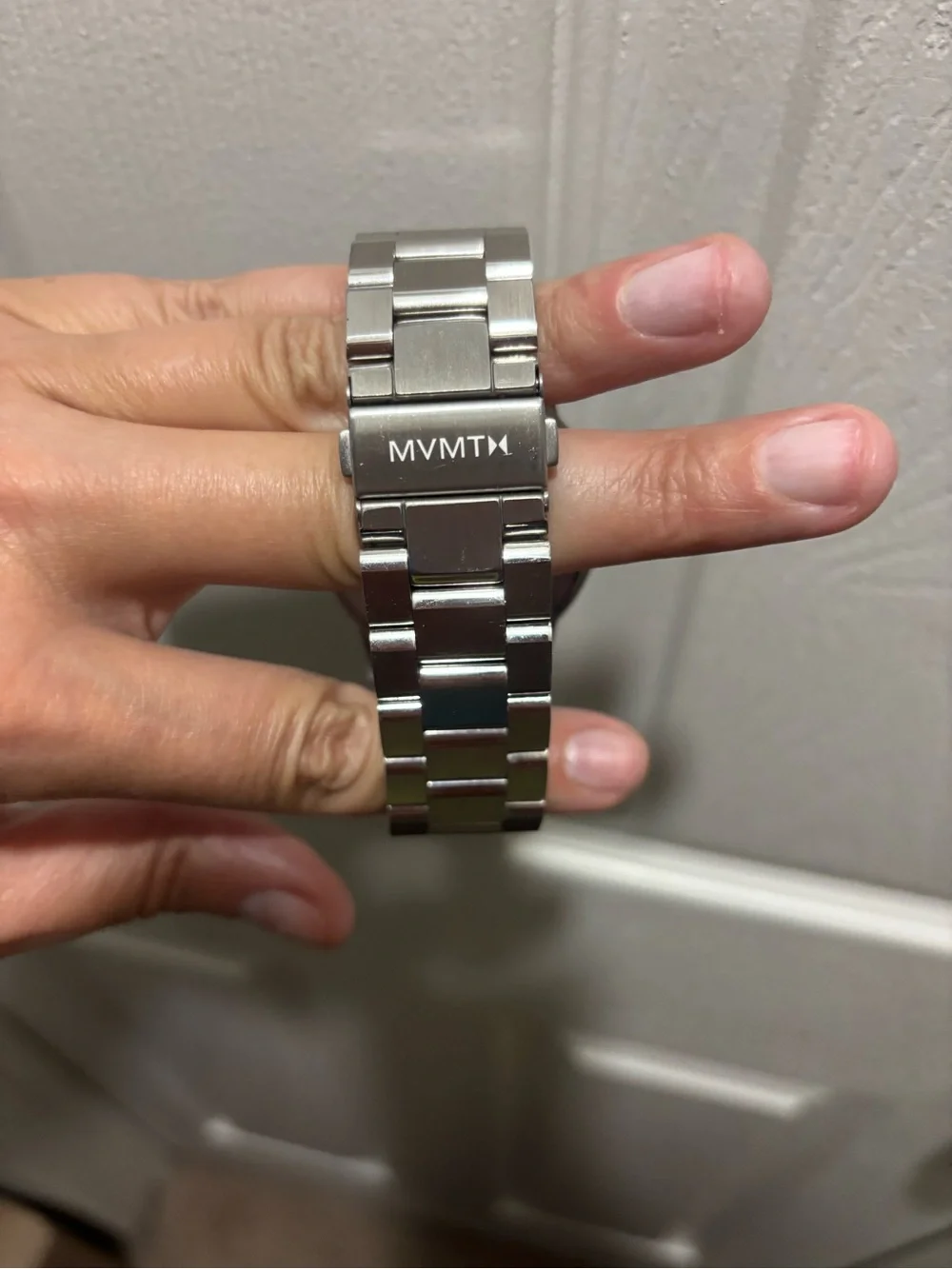 MVMT Silver Bracelet Watch with Green Dial and Gold Accents 46.5mm